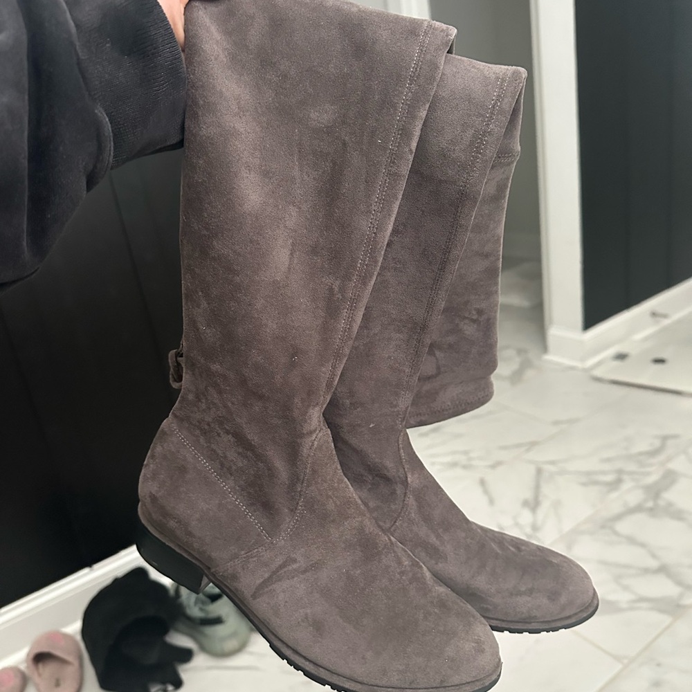 Women's Suede over the Knee Boots - Gray